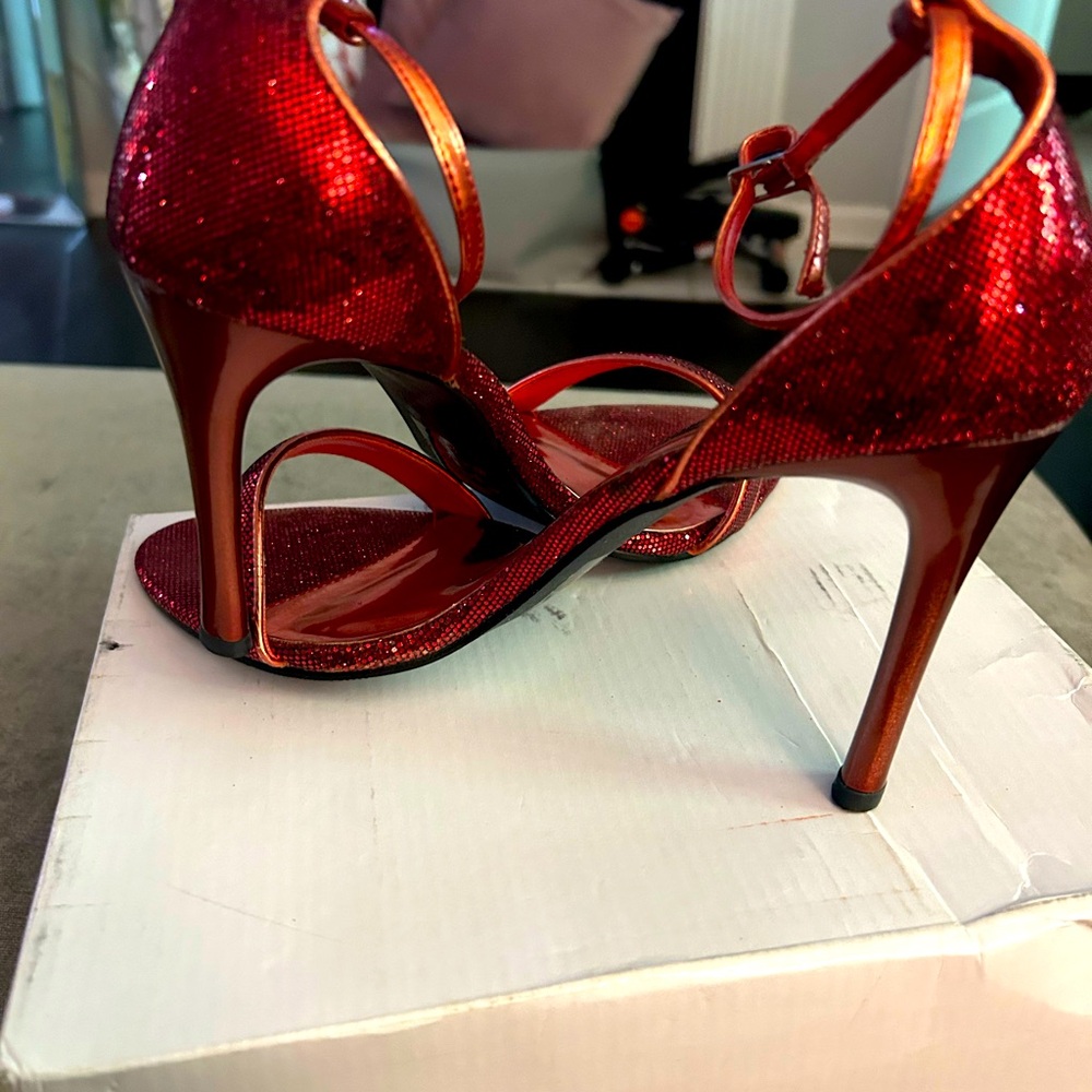 Ladies red ankle strap sandals